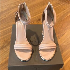 Paolo Women's Sand colored Ankle Strap Heels